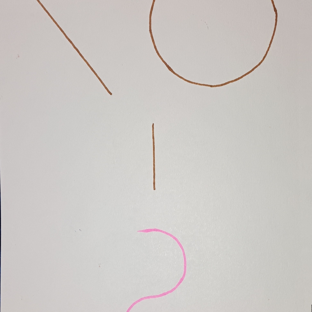 Abstract Art Print with Pink and Brown Lines